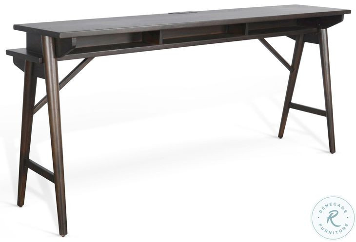 Hearthwood Haven Dark Brown 78" Rectangular Console Table with USB Charging