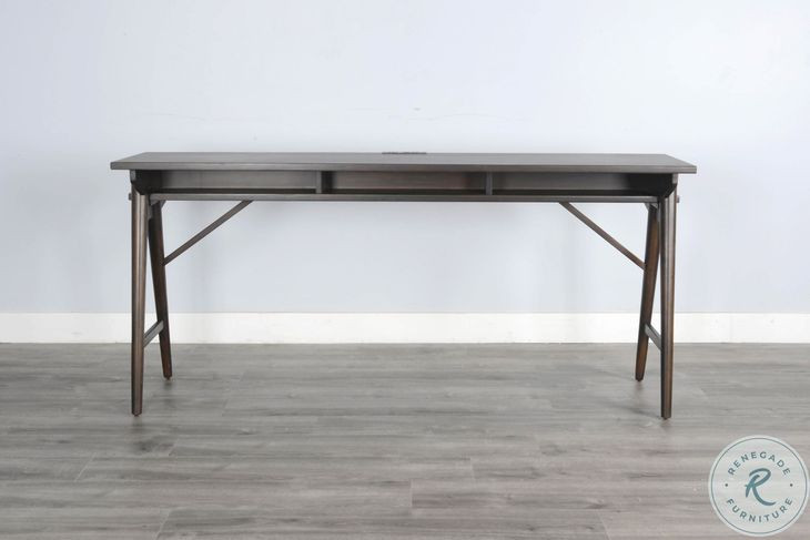 Hearthwood Haven Dark Brown 78" Rectangular Console Table with USB Charging