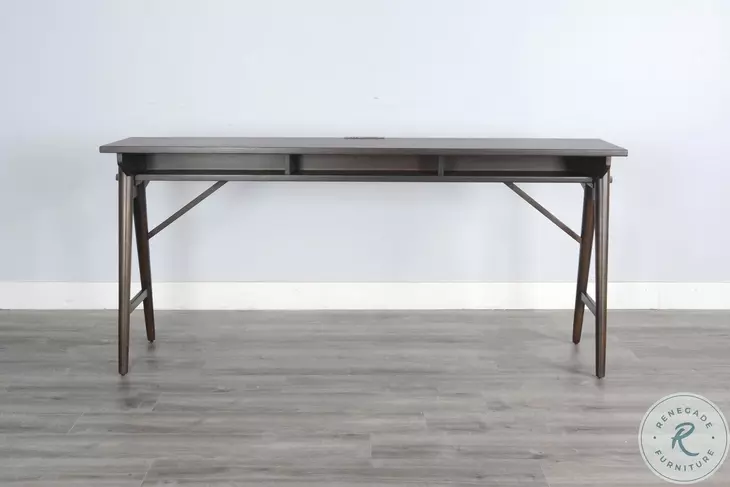 Hearthwood Haven Dark Brown 78" Rectangular Console Table with USB Charging