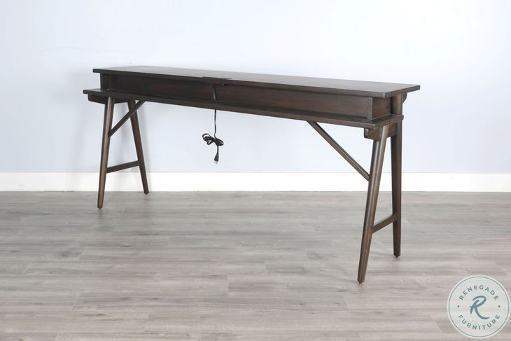 Hearthwood Haven Dark Brown 78" Rectangular Console Table with USB Charging