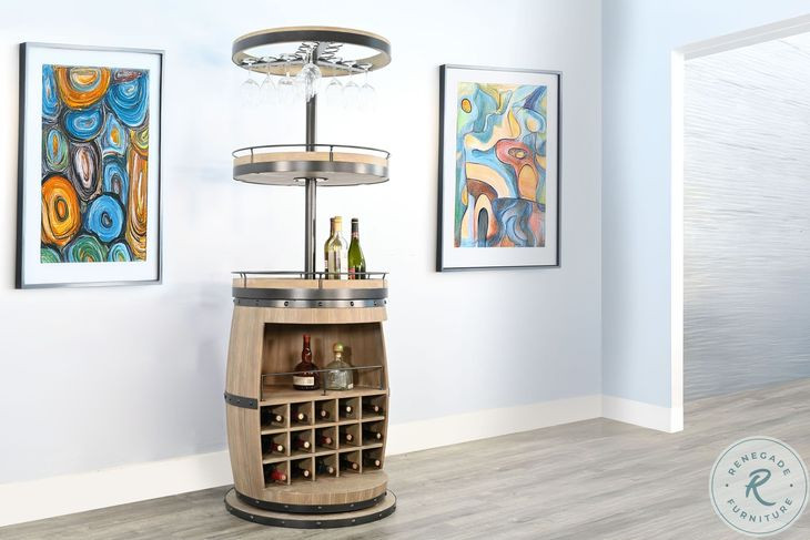 Hearthwood Haven Natural Swivel Barrel Bar