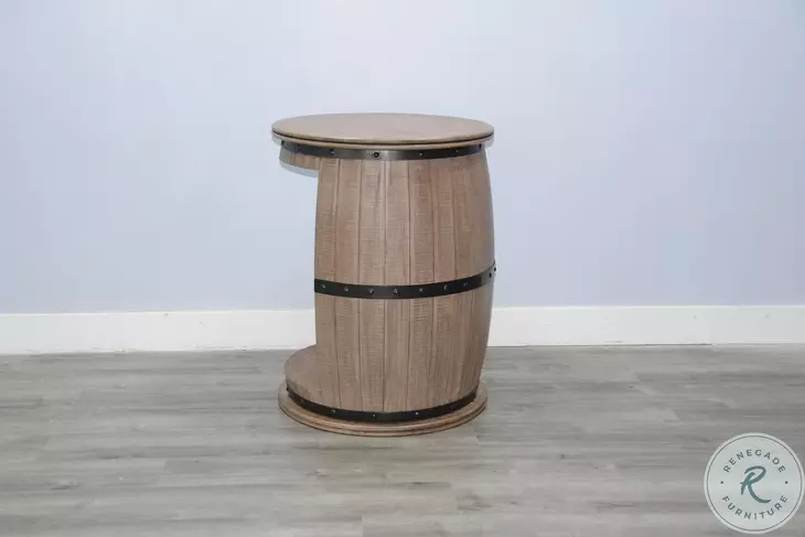 Sagewyn Natural Half Barrel Wine Bar with Metal Accents