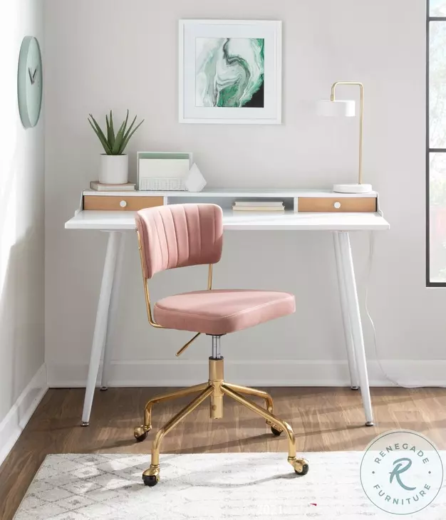 Harvey White And Natural Wood Desk