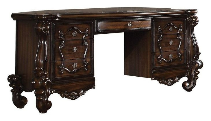 Versailles Cherry Oak 7 Drawer Vanity Desk