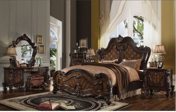 Versailles Cherry Oak 7 Drawer Vanity Desk