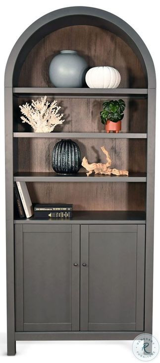 Maple Haze Gray 2 Door Arched Display Cabinet