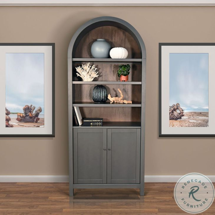 Maple Haze Gray 2 Door Arched Display Cabinet