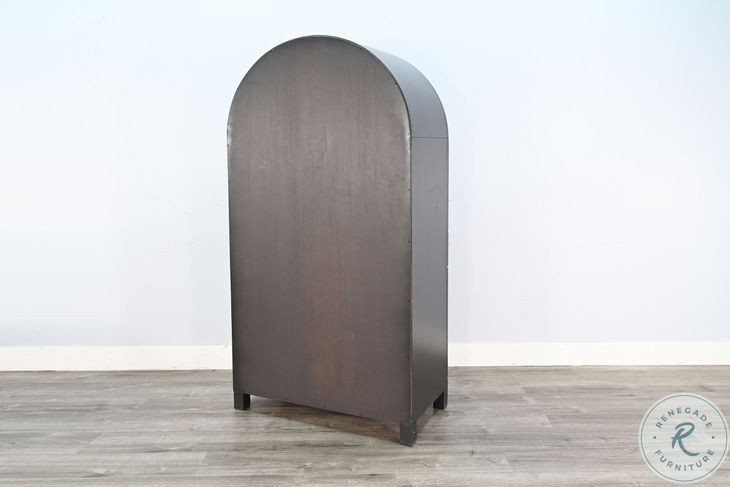 Hearthwood Haven Black 4 Glass Door Wine Bar Cabinet