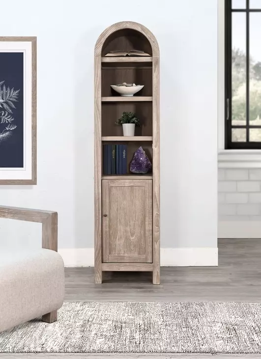 Ember Grace Natural 1 Door Arched Storage Cabinet