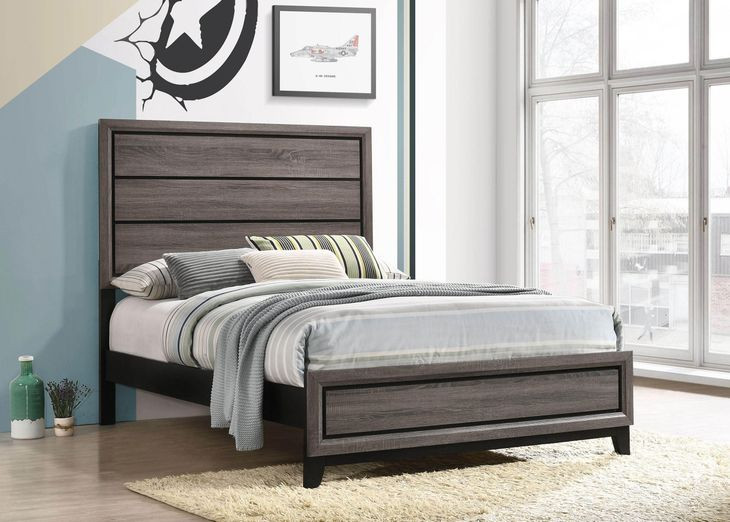 Watson Gray Oak And Black Full Panel Bed