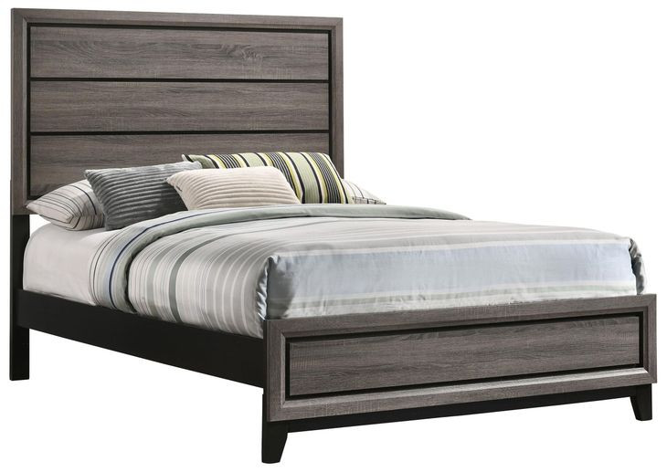 Watson Gray Oak And Black Full Panel Bed