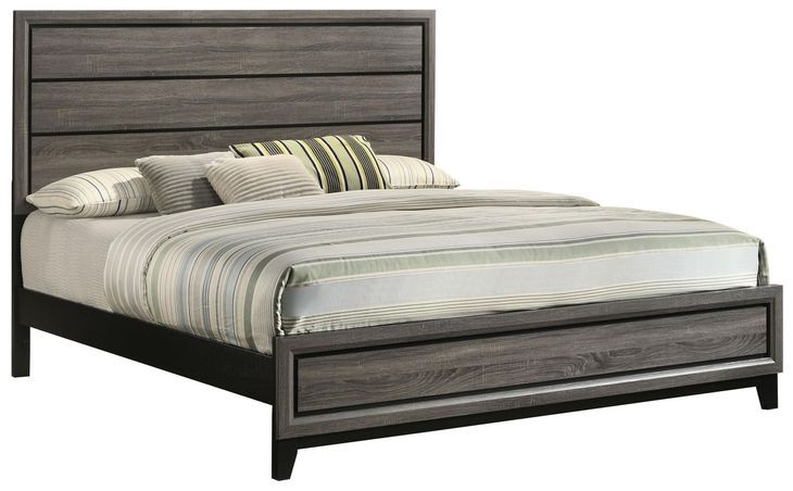 Watson Gray Oak And Black King Panel Bed