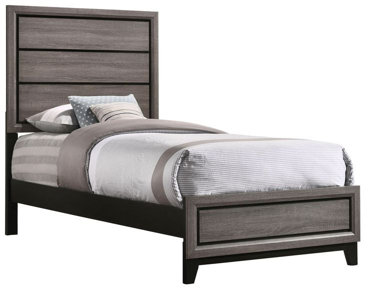 Watson Gray Oak And Black Twin Panel Bed