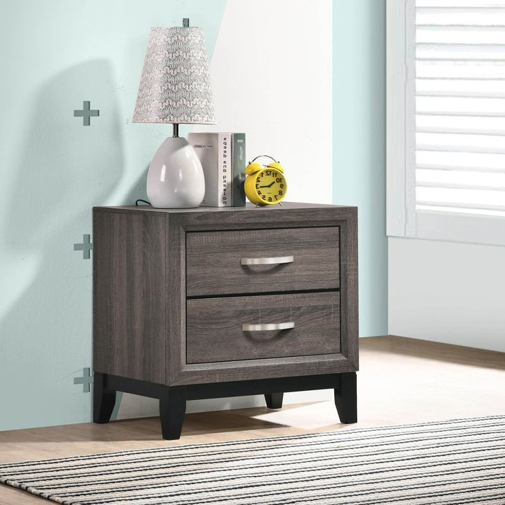 Watson Gray Oak And Black Nightstand