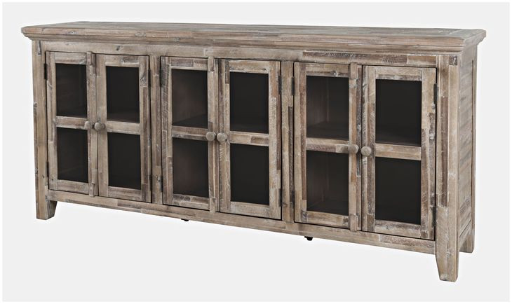 Rustic Shores Grey Wash 6 Door Low Accent Cabinet