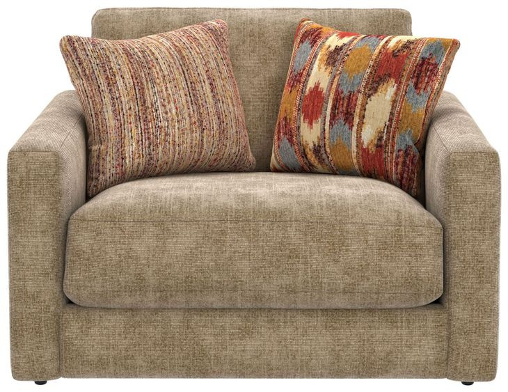 Avondale Burlap Upholstered Chair and A Half with Pillows