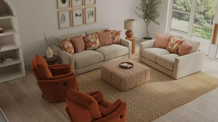 Avondale Nutmeg Swivel Glider Recliner with Pillows