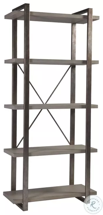 Signature Designs Wire Brushed Light Gray And Antiqued Silver Leaf Soiree Etagere