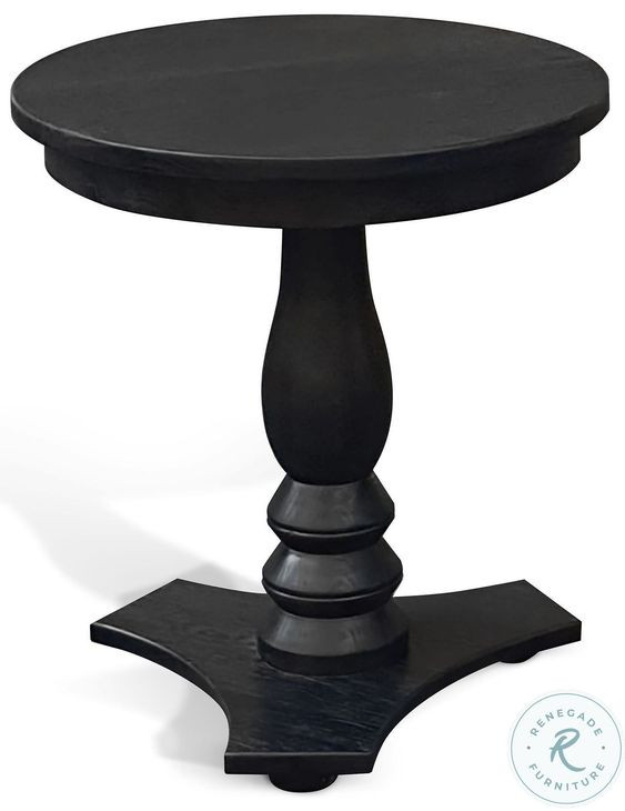 Pedestal Grace Black Round Accent Table