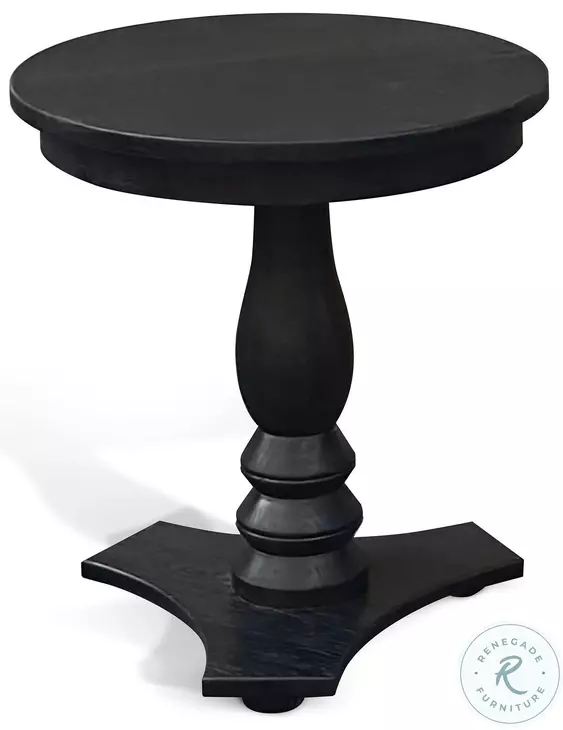 Pedestal Grace Black Round Accent Table
