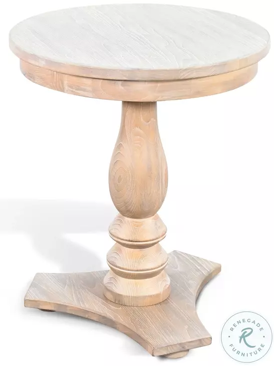 Pedestal Grace Natural Round Accent Table