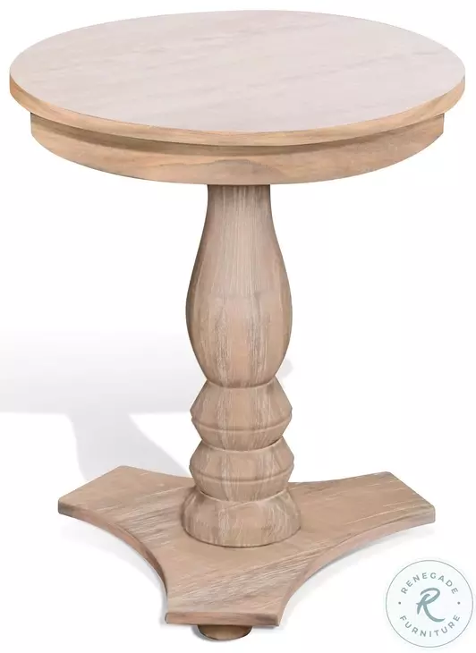 Pedestal Grace Natural Round Accent Table