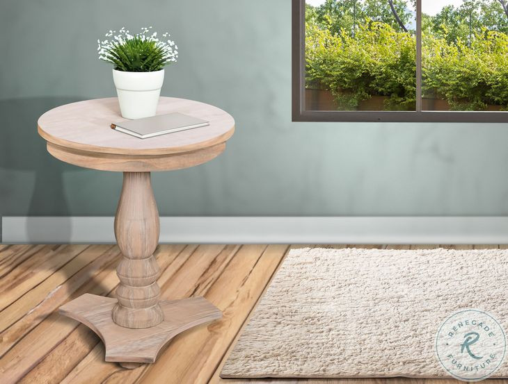 Pedestal Grace Natural Round Accent Table