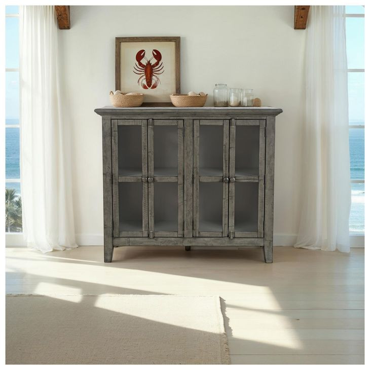 Rustic Shores Stone 4 Door Accent Cabinet