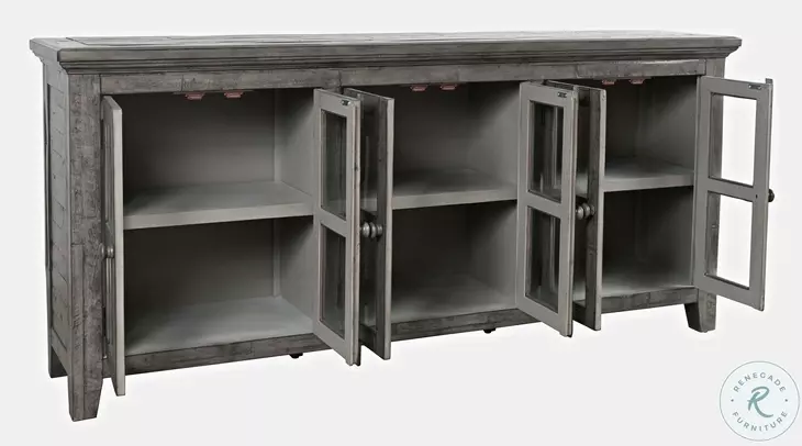 Rustic Shores Stone 6 Door Low Accent Cabinet