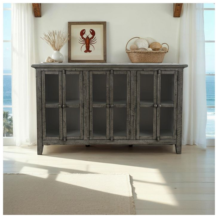 Rustic Shores Stone 6 Door Accent Cabinet