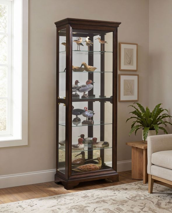 21308 Dark Brown Gallery Curio Cabinet