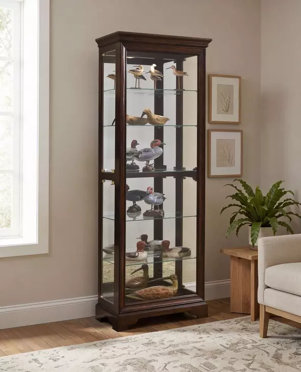 21308 Dark Brown Gallery Curio Cabinet
