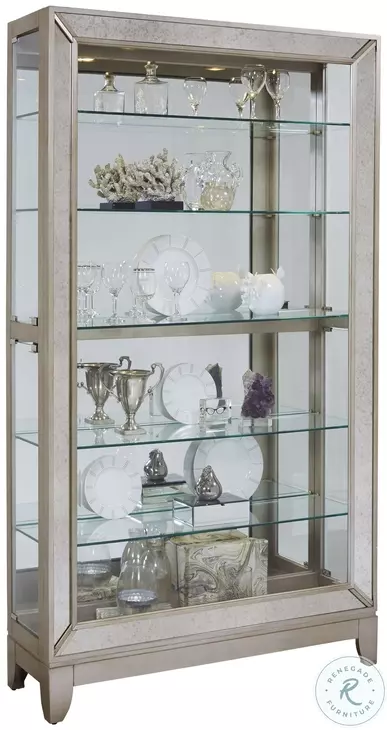 Platinum Side Entry Curio With Five Adjustable Shelves