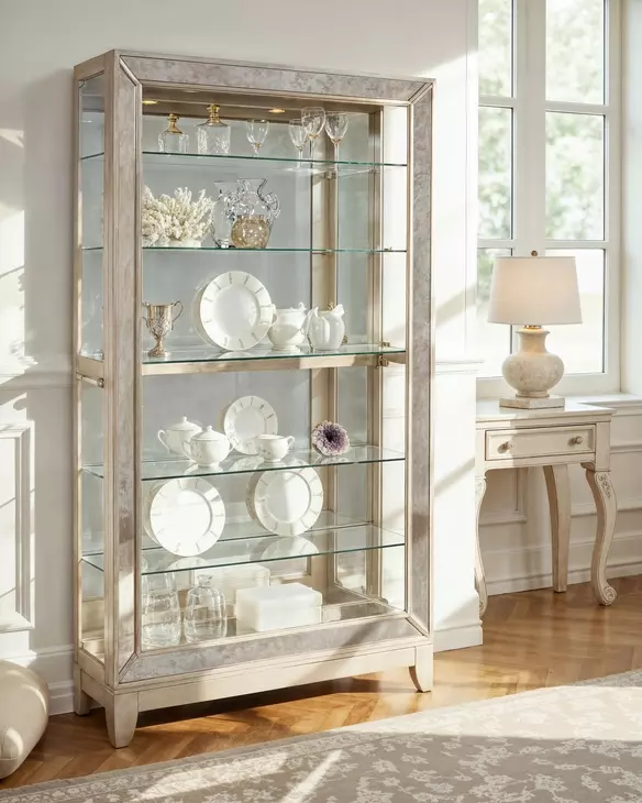 Platinum Side Entry Curio With Five Adjustable Shelves