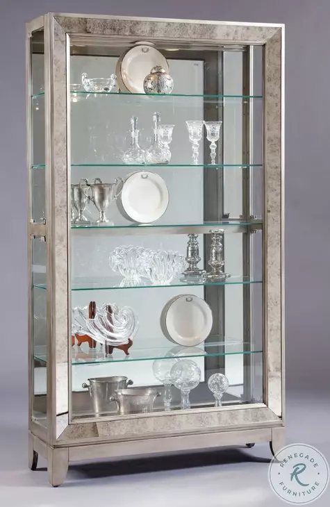 Platinum Side Entry Curio With Five Adjustable Shelves