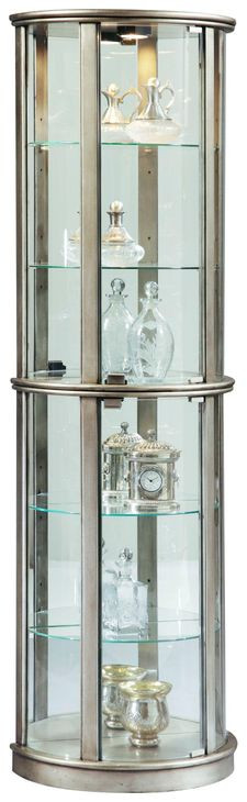 Platinum Glass Door Curio With Adjustable Shelves