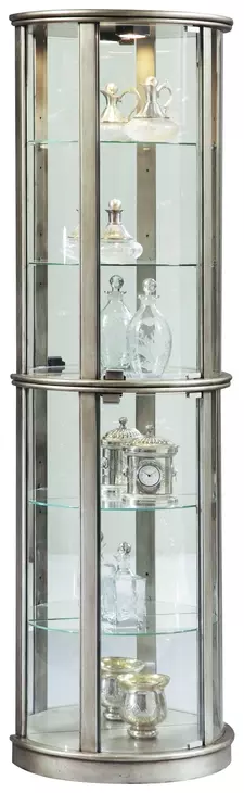 Platinum Glass Door Curio With Adjustable Shelves