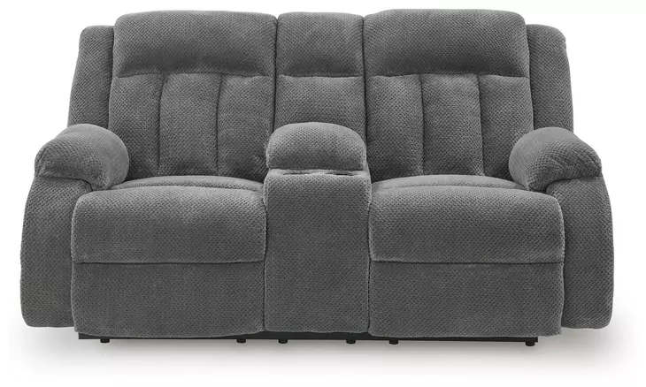 Greely Bend Steel Leather 75" Power Reclining Loveseat with USB Charging