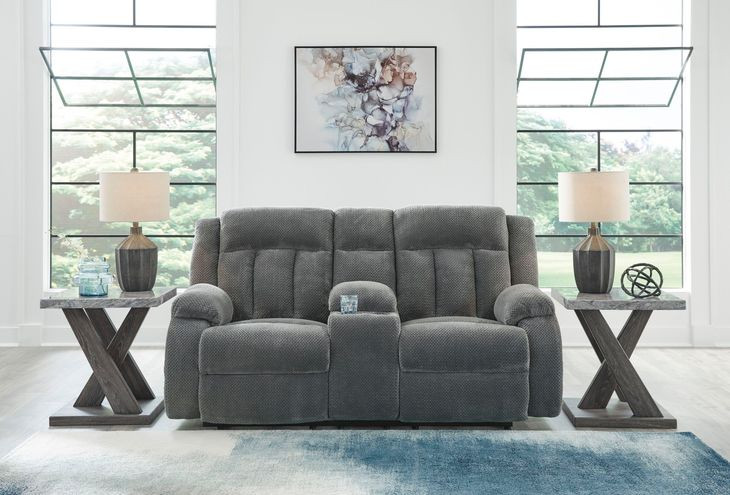 Free Wake Steel Leather 75" Power Reclining Loveseat with USB Charging