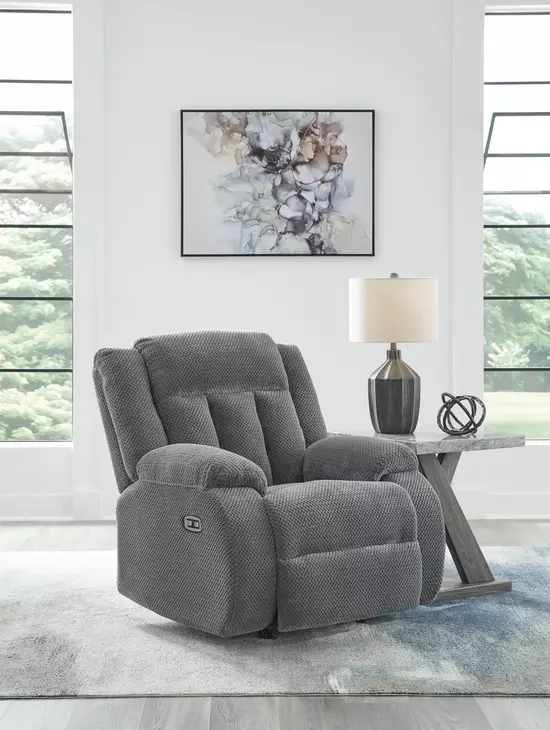 Greely Bend Steel Rocker Power Recliner with USB Charging