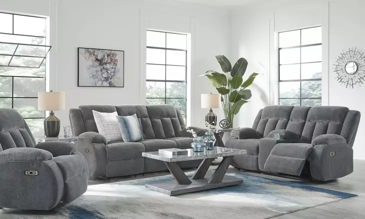 Greely Bend Steel Power Reclining Living Room Set