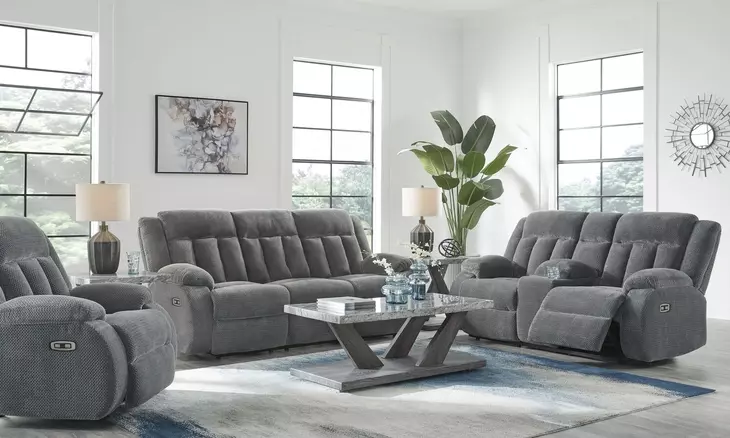 Greely Bend Steel Rocker Power Recliner with USB Charging