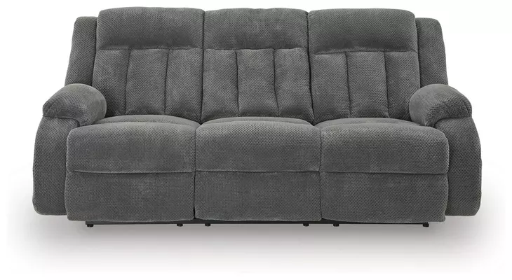 Greely Bend Steel 85" Power Reclining Sofa with Drop Down Table and USB Charging