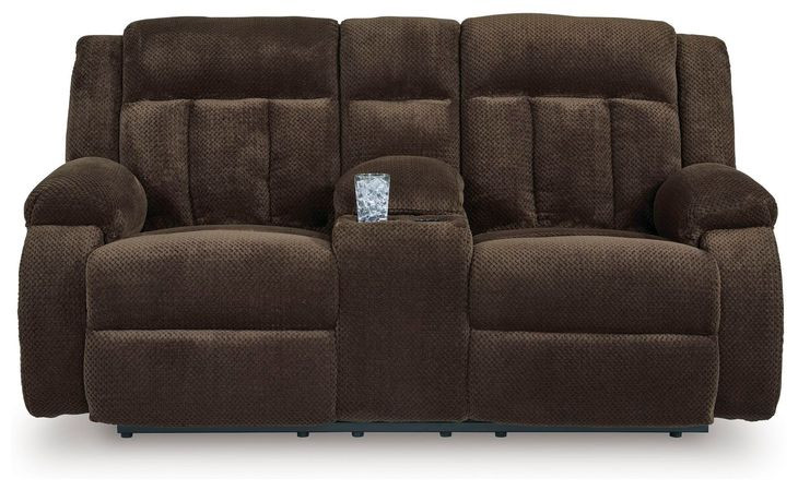 Free Wake Chocolate 75" Power Reclining Loveseat with USB Charging