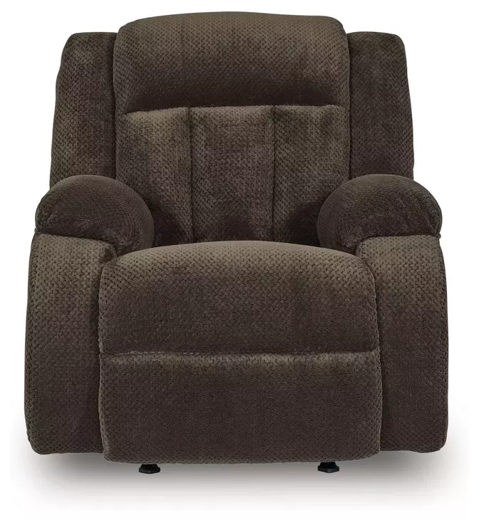 Greely Bend Chocolate Rocker Power Recliner with USB Charging