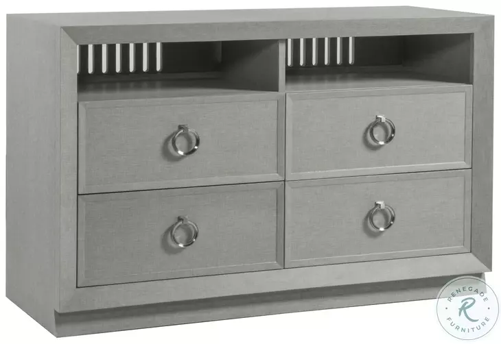 Signature Designs Gray Lacquered Linen Zeitgeist TV Stand