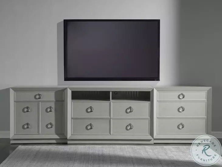Signature Designs Gray Lacquered Linen Zeitgeist TV Stand