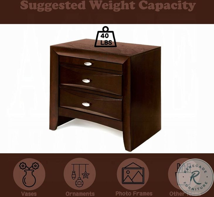 Ireland Espresso 2 Drawer Nightstand