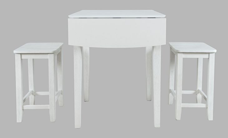 Eastern Tides Brushed White 3 Piece Counter Height Dining Set