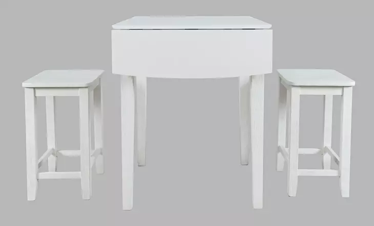 Eastern Tides Brushed White 3 Piece Counter Height Dining Set